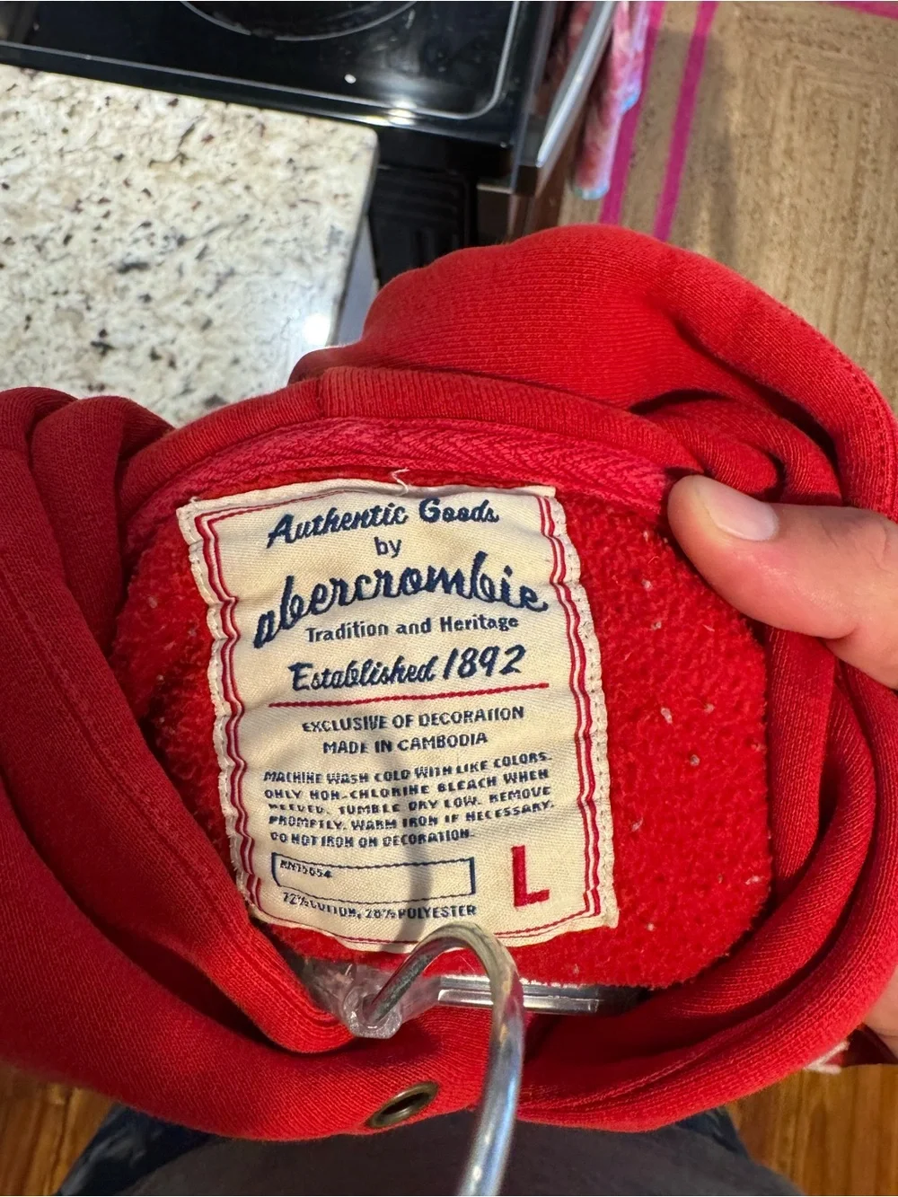 Vintage kids Abercrombie Red Basketball Hoodie with Blue Accent